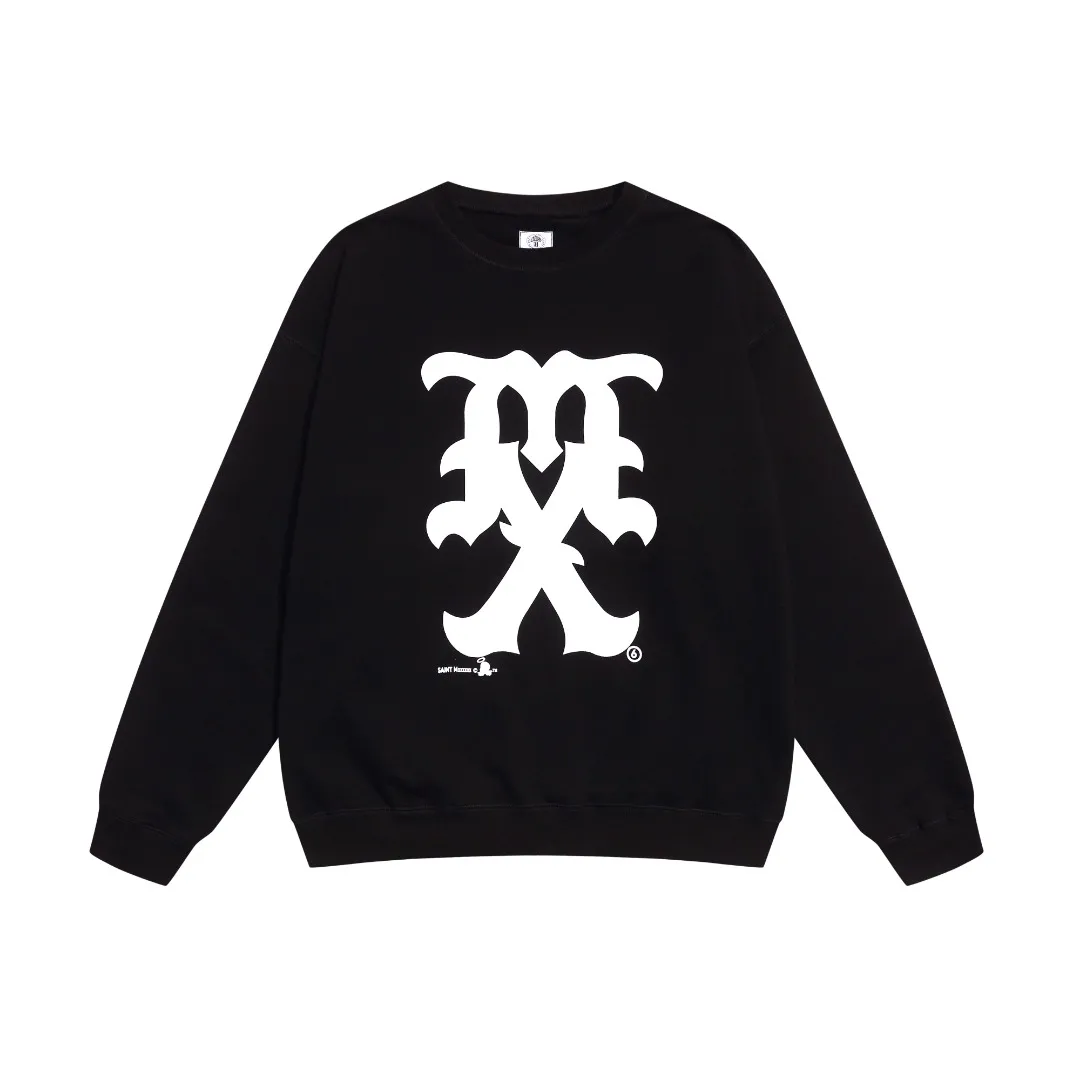 SAINT MICHAEL 25FO CREW SWEAT MX American retro velvet loose round neck sweatshirt Fabric: 420g Style number: SM610 Size: S-M-L-XL Color: black-blue Price: P190